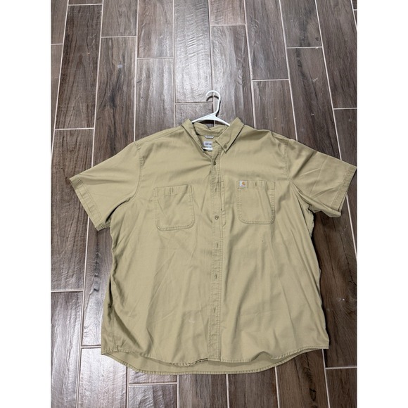 Carhartt Other - Carhartt Relaxed Fit Button Up Work Shirt Mens 4XL Tan Short Sleeve Pocket